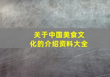 关于中国美食文化的介绍资料大全