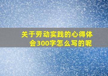 关于劳动实践的心得体会300字怎么写的呢