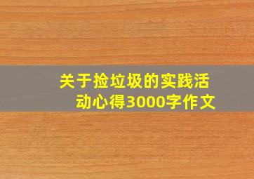 关于捡垃圾的实践活动心得3000字作文