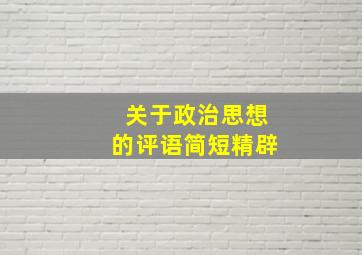 关于政治思想的评语简短精辟