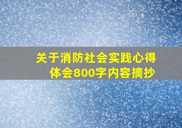 关于消防社会实践心得体会800字内容摘抄