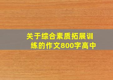 关于综合素质拓展训练的作文800字高中