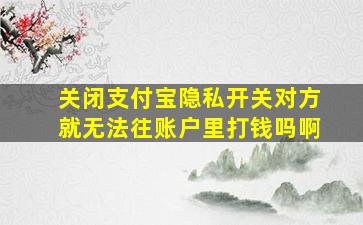 关闭支付宝隐私开关对方就无法往账户里打钱吗啊