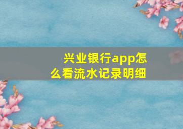 兴业银行app怎么看流水记录明细