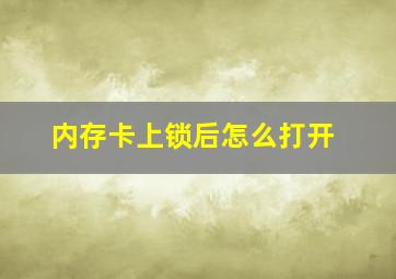 内存卡上锁后怎么打开