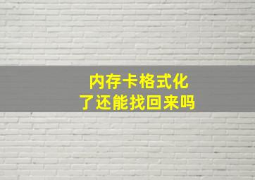 内存卡格式化了还能找回来吗