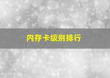 内存卡级别排行