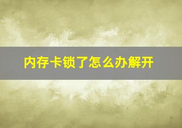 内存卡锁了怎么办解开