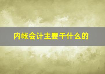 内帐会计主要干什么的