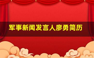 军事新闻发言人廖勇简历