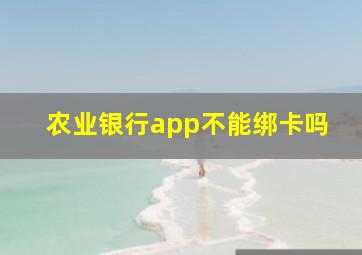 农业银行app不能绑卡吗