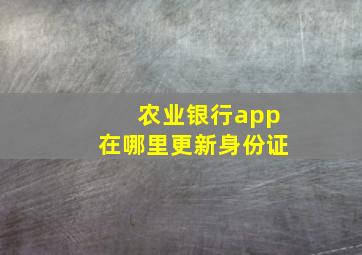 农业银行app在哪里更新身份证