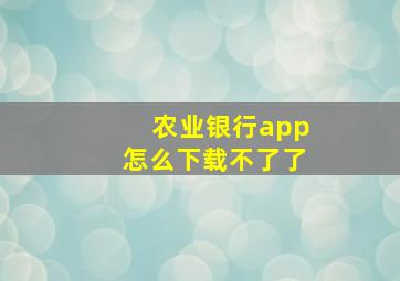 农业银行app怎么下载不了了