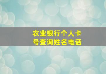 农业银行个人卡号查询姓名电话