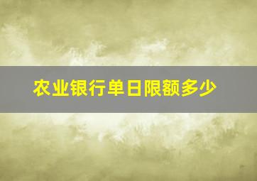 农业银行单日限额多少