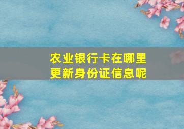 农业银行卡在哪里更新身份证信息呢