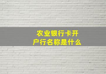 农业银行卡开户行名称是什么