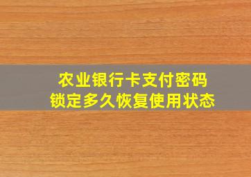 农业银行卡支付密码锁定多久恢复使用状态