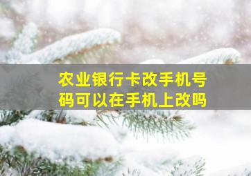 农业银行卡改手机号码可以在手机上改吗