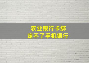 农业银行卡绑定不了手机银行