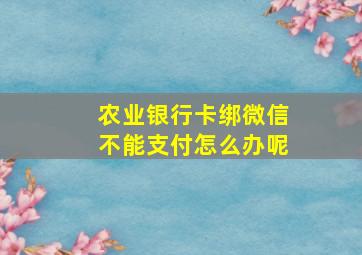 农业银行卡绑微信不能支付怎么办呢