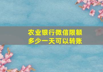 农业银行微信限额多少一天可以转账