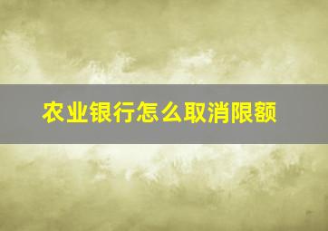 农业银行怎么取消限额