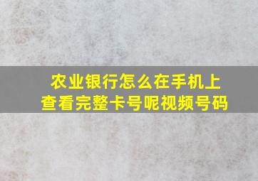 农业银行怎么在手机上查看完整卡号呢视频号码