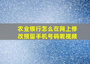 农业银行怎么在网上修改预留手机号码呢视频