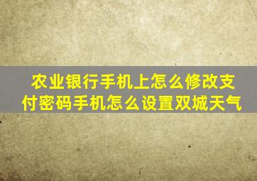 农业银行手机上怎么修改支付密码手机怎么设置双城天气