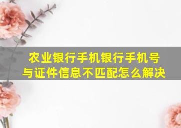 农业银行手机银行手机号与证件信息不匹配怎么解决