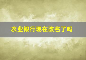 农业银行现在改名了吗