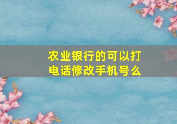 农业银行的可以打电话修改手机号么