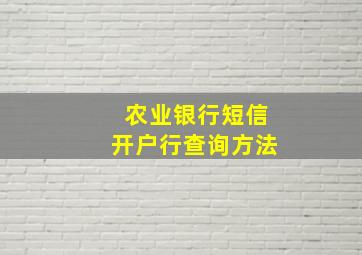 农业银行短信开户行查询方法