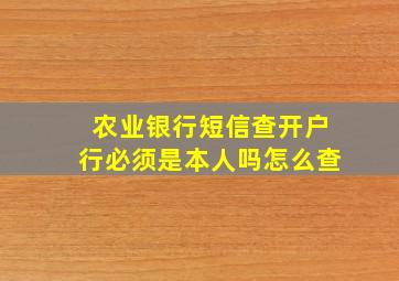 农业银行短信查开户行必须是本人吗怎么查