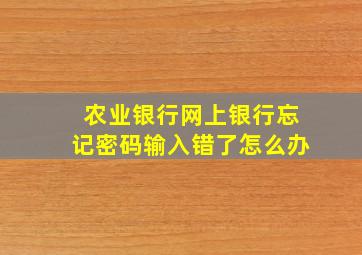 农业银行网上银行忘记密码输入错了怎么办