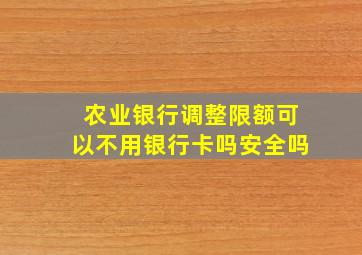 农业银行调整限额可以不用银行卡吗安全吗