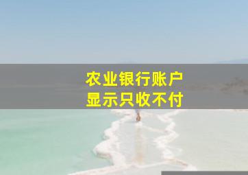 农业银行账户显示只收不付