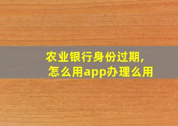 农业银行身份过期,怎么用app办理么用