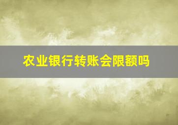 农业银行转账会限额吗