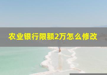 农业银行限额2万怎么修改