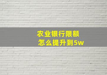 农业银行限额怎么提升到5w