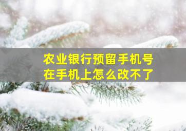 农业银行预留手机号在手机上怎么改不了