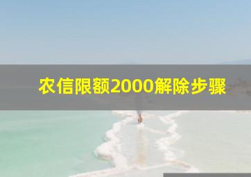 农信限额2000解除步骤