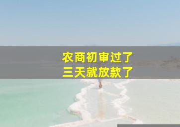 农商初审过了三天就放款了