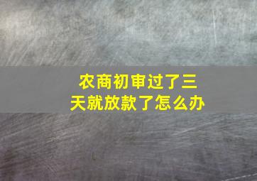 农商初审过了三天就放款了怎么办