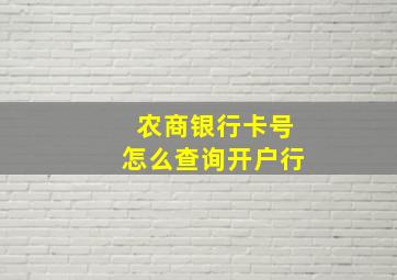 农商银行卡号怎么查询开户行