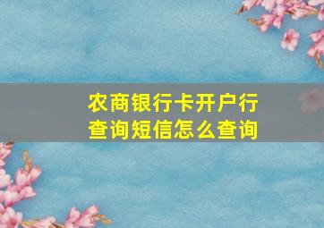 农商银行卡开户行查询短信怎么查询