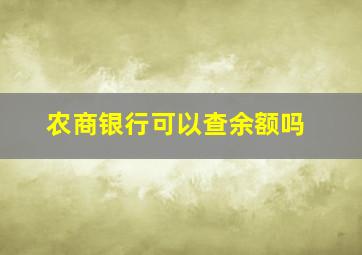 农商银行可以查余额吗