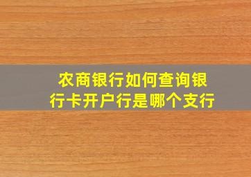 农商银行如何查询银行卡开户行是哪个支行